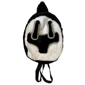 Cute and Soft Black and White Mini Faux Fur Backpack